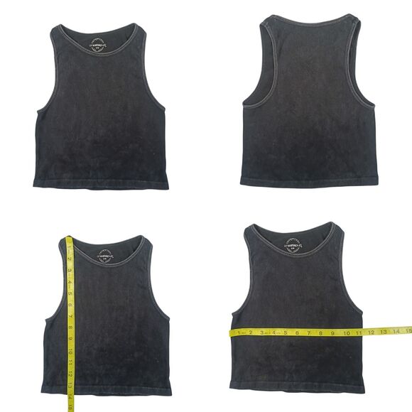 One Step Ahead Tops - One Step Up Black Cropped Tank Top Scoop Neck Knit Cotton Spandex Size S/M